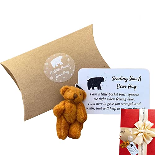 Tumotsit Little Pocket Bear Hug Card, Hug Love Token Bear Hug Cards Senden Sie Ihnen ein Hug Bear Spielzeug für Schlüsselanhänger, umarmt den Bären derjenigen, der ihn braucht, Geschenke für von Tumotsit