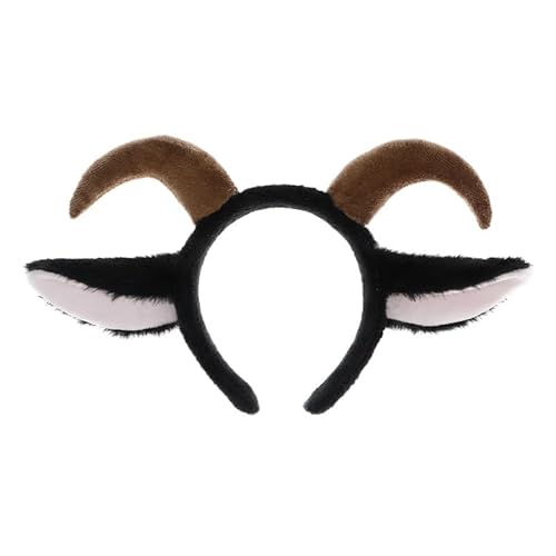 Niedlicher Kopfschmuck für Halloween, Ziegenhörner, Ohren, Kopfschmuck, Cosplay, Kostüm, Party, Requisiten, Stirnband (braun) von Tunbuy
