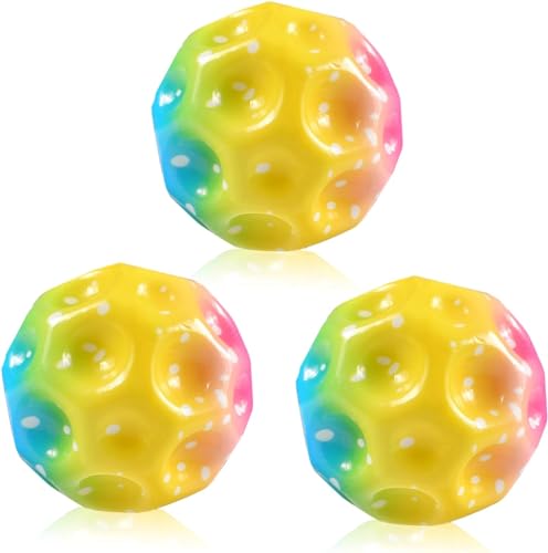 3 Stück Moon Ball,Hohe Sprünge Gummiball Space Ball Moonball,Planeten Hüpfbälle, 66mm Astro Jump Ball,Moon Ball Rainbow Bounce Ball Bouncing Ball für Kinder, Hohe Bounce-Loch-Ball Mondball Lavaball von Tundwhite