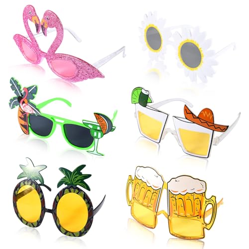 Tundwhite 6 Paar lustige Brille, lustige Sonnenbrillen Party, lustige Brille, für Erwachsene und Kinder, Fantasiebrille für Damen und Herren, Zubehör für hawaiianische Fotokabinen Tundwhite 6 Paar lustige Brille, lustige Sonnenbrillen Party, lustige Brille, für Erwachsene und Kinder, Fantasiebrille für Damen und Herren, Zubehör für hawaiianische Fotokabinen von Tundwhite