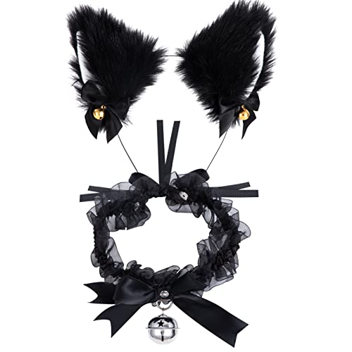 Tunejoy Katzenohren Haarreif, Cat Ears Stirnband Glöckchen Halskette Katze Cosplay Set Katze Ohr Stirnband Haarband Cosplay Katzenohren Haarschmuck für Frauen Mädchen Cosplay Kostümfest Schwarz Tunejoy Katzenohren Haarreif, Cat Ears Stirnband Glöckchen Halskette Katze Cosplay Set Katze Ohr Stirnband Haarband Cosplay Katzenohren Haarschmuck für Frauen Mädchen Cosplay Kostümfest Schwarz von Tunejoy
