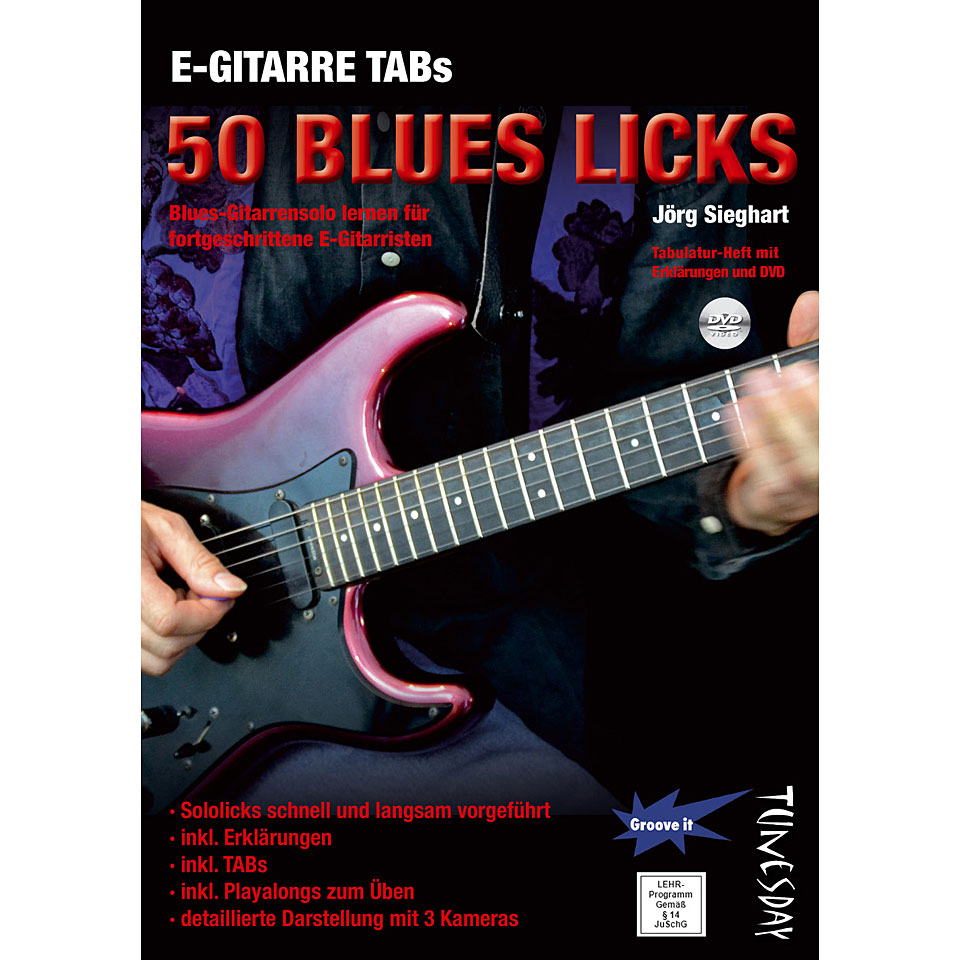 Tunesday E-Gitarre Training - 50 Blues Licks (+DVD) Lehrbuch von Tunesday