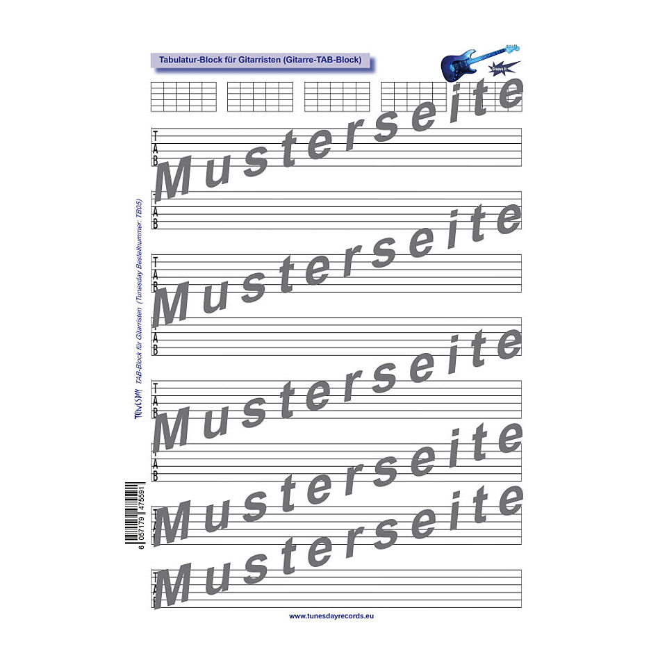 Tunesday TAB-Block für Gitarristen Musiktheorie Tunesday TAB-Block für Gitarristen Musiktheorie von Tunesday