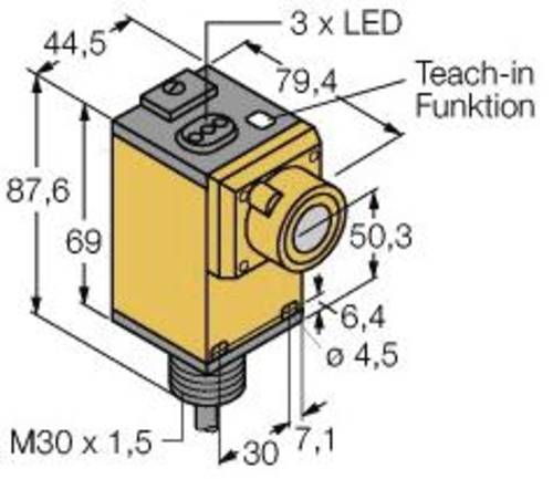 Turck 3047556 Ultraschall-Reflexionstaster Q45ULIU64BCR W/30' 1St. von Turck