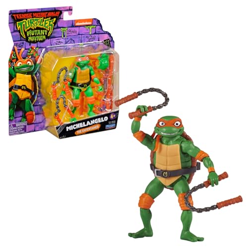 Giochi Preziosi - Michelangelo Ninja Caos Mutante Turtles, Michelangelo in Version Actionfigur Base Gelenkig 12 cm, Figur mit Kampfwaffen, für Kinder ab 4 Jahren von Giochi Preziosi