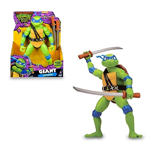 Turtles Mutant Mayhem Leonardo Schildkröte in Riesenversion, 30 cm, inklusive Kampfwaffen, für Kinder ab 4 Jahren, Giochi Preziosi von Giochi Preziosi