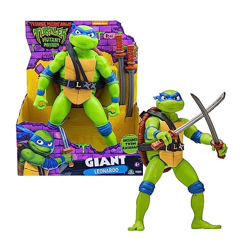 Turtles Mutant Mayhem Leonardo Schildkröte in Riesenversion, 30 cm, inklusive Kampfwaffen, für Kinder ab 4 Jahren, Giochi Preziosi von Giochi Preziosi