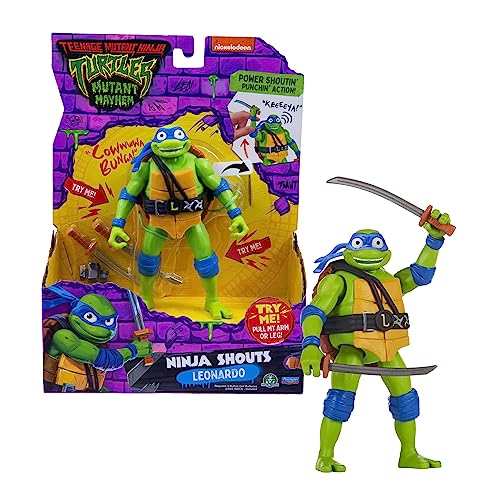 NINJA TURTLES, Figur, 15 cm mit Waffe, elektronische Funktion, Leonardo, Spielzeug für Kinder ab 4 Jahren, Giochi Preziosi, TU8001 von NINJA TURTLES