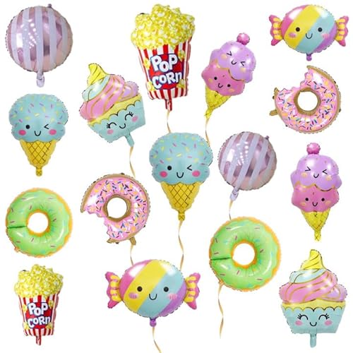 Eiscreme Donut Aluminium Ballon Set, 8 Stück Sommer-Party Dekoration Luftballons, Donuts, Popcorn, Eis, Süßigkeiten Kinder, Thema, Party-Dekoration Eiscreme Donut Aluminium Ballon Set, 8 Stück Sommer-Party Dekoration Luftballons, Donuts, Popcorn, Eis, Süßigkeiten Kinder, Thema, Party-Dekoration von TuseRxln