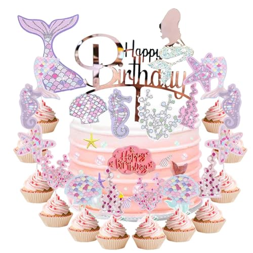 Glitzer Meerjungfrau Tortendeko Geburtstag Deko, 19 Stück Meerjungfrau Schwanz Kuchen Dekoration, Ozean themed Kuchen Dekoration, Cupcake Dekoration, Mädchen und Frauen Party Kuchen Dekoration Glitzer Meerjungfrau Tortendeko Geburtstag Deko, 19 Stück Meerjungfrau Schwanz Kuchen Dekoration, Ozean themed Kuchen Dekoration, Cupcake Dekoration, Mädchen und Frauen Party Kuchen Dekoration von TuseRxln