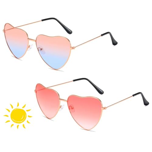 TuseRxln Retro Herz Party Brillen Sonnenbrille, 2 Paar Retro Party Brillen Kostümzubehör Party Brille Rosa, Hippie Herzförmige Brille für Kinder Herren Damen 60er 70er 80er 90er Party Hippie Chic TuseRxln Retro Herz Party Brillen Sonnenbrille, 2 Paar Retro Party Brillen Kostümzubehör Party Brille Rosa, Hippie Herzförmige Brille für Kinder Herren Damen 60er 70er 80er 90er Party Hippie Chic von TuseRxln