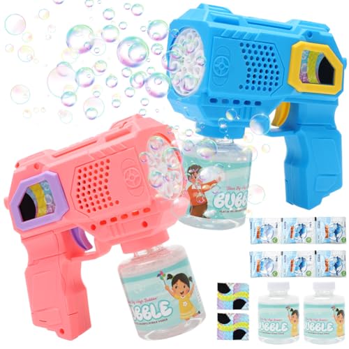 2 Stück Automatische Seifenblasenpistole für Kinder, Seifenblasenmaschine Gun Kinder mit 20 Konzentrate, Seifenblasen Spielzeugpistole für Kinder, Blasenspielzeug Geschenk für Party Outdoor Geburtstag von Tutamaz