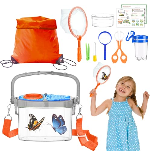 Forscherset für Kinder ab 3 4 5 6 Jahre,Tutamaz 11 Stück Kinder Förscherset,Forscherset Outdoor Spielzeug Set mit Insektenfänger,Becherlupen,Pinzette,Kordelzugbeutel Camping Geschenk für Junge Mädchen von Tutamaz