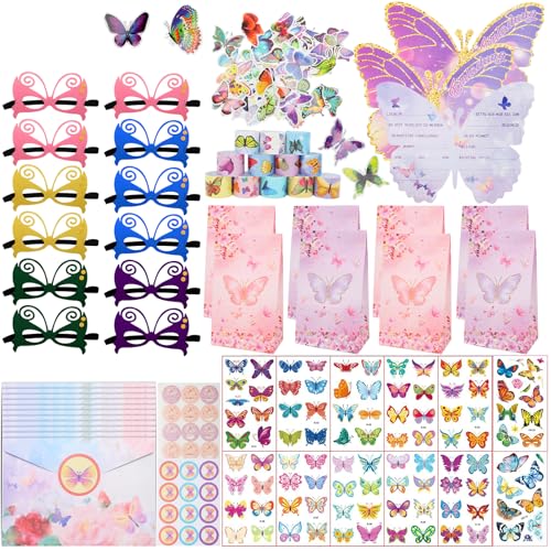Tutamaz Kindergeburtstag Mitgebsel, 122 Stück Schmetterling Party Mitgebsel Mädchen,Schmetterling Party Deko mit Geschenktüten Einladungskarte Mask Schnapparmband Aufkleber,Geburtstag Mitgebsel Kinder Tutamaz Kindergeburtstag Mitgebsel, 122 Stück Schmetterling Party Mitgebsel Mädchen,Schmetterling Party Deko mit Geschenktüten Einladungskarte Mask Schnapparmband Aufkleber,Geburtstag Mitgebsel Kinder von Tutamaz