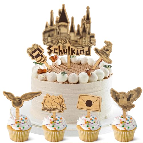 Tortendeko Einschulung Holz, 7 Stück Magical Schulkind 2025 Cake Topper Junge Mädchen Wizard kuchendeko Schulanfang Erster Schulta Deko, Magic Theme Schulstart Deko Torte Tortendeko Einschulung Holz, 7 Stück Magical Schulkind 2025 Cake Topper Junge Mädchen Wizard kuchendeko Schulanfang Erster Schulta Deko, Magic Theme Schulstart Deko Torte von Tutukyle