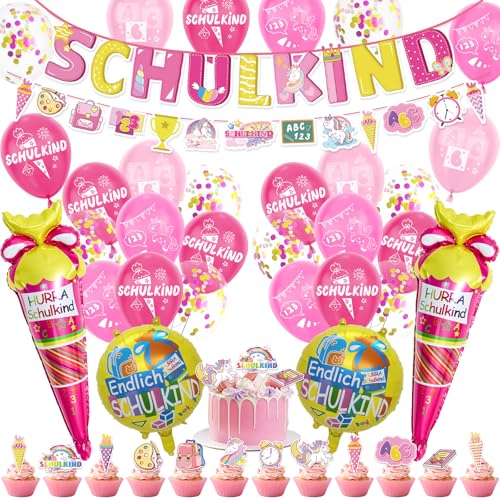 Deko Einschulung Mädchen 2025- Rosa Luftballons Einschulung Deko mit Ballon Schulkind Zuckertüte Folienballon Schulanfang Banner Schuleinführung Girlande Tortendeko für Einschulung Geschenk Party Deko Deko Einschulung Mädchen 2025- Rosa Luftballons Einschulung Deko mit Ballon Schulkind Zuckertüte Folienballon Schulanfang Banner Schuleinführung Girlande Tortendeko für Einschulung Geschenk Party Deko von Tutukyle