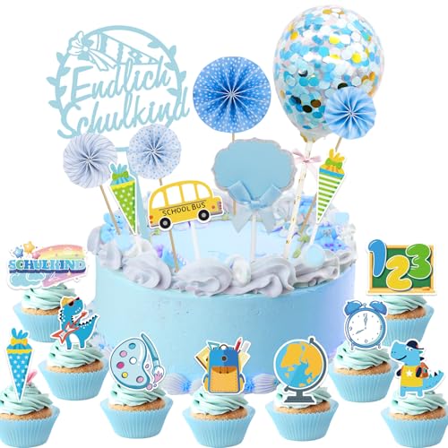 Tortendeko Einschulung Deko 2025 Junge- 19Stk Endlich Schulkind Kuchendeko Dino Schulanfang Cupcake Einschulung Cake Topper Muffin Zuckertüte Kuchen Deko für Schuleinführung Einschulungsfeier Geschenk Tortendeko Einschulung Deko 2025 Junge- 19Stk Endlich Schulkind Kuchendeko Dino Schulanfang Cupcake Einschulung Cake Topper Muffin Zuckertüte Kuchen Deko für Schuleinführung Einschulungsfeier Geschenk von Tutukyle