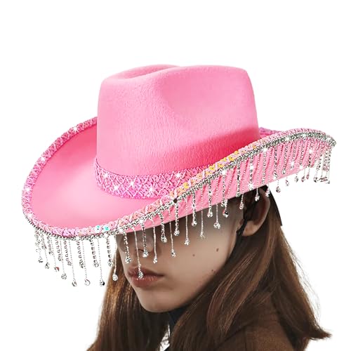 Tuxuseo Cowboy Hut, Stilvolles Festival Hut Mit Glitzer Und Pailletten, Strass Quasten Kopfschmuck Für Musik Festivals Partys Und Veranstaltungen Tuxuseo Cowboy Hut, Stilvolles Festival Hut Mit Glitzer Und Pailletten, Strass Quasten Kopfschmuck Für Musik Festivals Partys Und Veranstaltungen von Tuxuseo