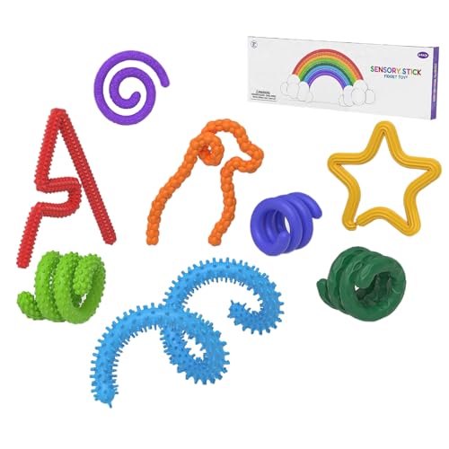 Tuxuseo Fidget Sinnesstab | 8-teiliger Sensory | Strukturierte Beruhigende Sensorik Stäbchen Aus Silikon Für Kinder - Spielzeugset Zum Trainieren Der Konzentration Von Schülern von Tuxuseo