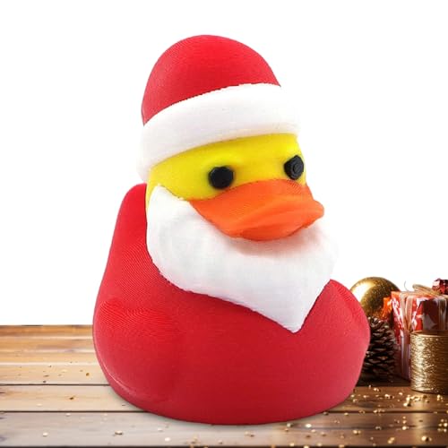 Tuxuseo Weihnachtsenten | Tierfiguren Mit Weihnachtsmannhut | Miniatur-Weihnachtsenten-Modellspielzeug | Weihnachtsfiguren-Dekoration - Enten von Tuxuseo