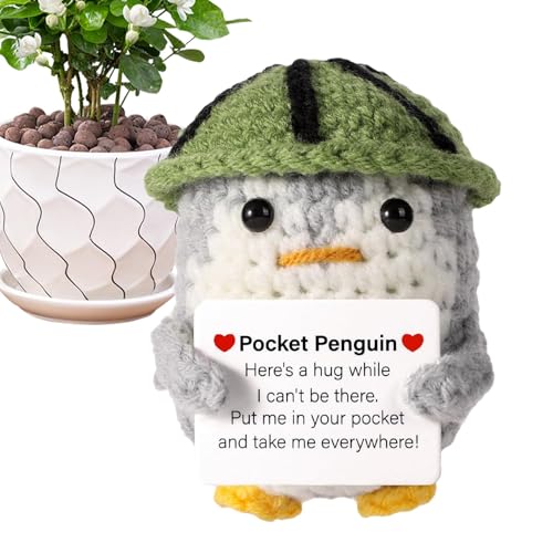 Tuxxjzm Lustiges Stricken, Pinguin für Weihnachten, gestrickt | aus Strickwolle Pinguin, inspirierende Kartoffel aus kreativer Wolle, mit positiven Karten, für von Tuxxjzm