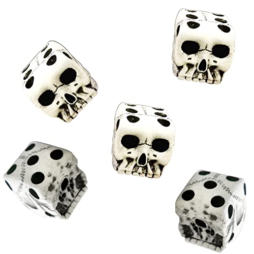 Tuzsocr 5 Stück Würfel mit Totenkopf-Motiv, tragbar, Halloween-Würfel, innovativer Totenkopf, Gothic-Würfel, gruselige Neuheit, dekorativ, für Familien, Spiele, Bars, Spielen, attraktives Design, Weiß Tuzsocr 5 Stück Würfel mit Totenkopf-Motiv, tragbar, Halloween-Würfel, innovativer Totenkopf, Gothic-Würfel, gruselige Neuheit, dekorativ, für Familien, Spiele, Bars, Spielen, attraktives Design, Weiß von Tuzsocr