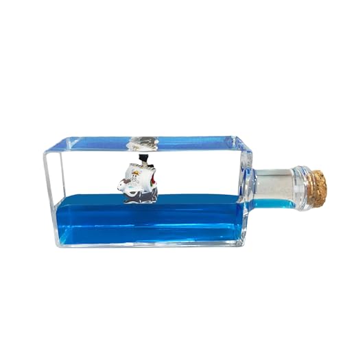 Tuzsocr Fluid Drift Bottle,Going Merry Schiff in Flasche,Unsinkable Black Pearl Piratenschiff,Boot In Einer Box,Acryl Pirate Modell Ship,Stressabbau Toy,Schiff im Glas für Büro und Haus Deko (Stil 3) von Tuzsocr