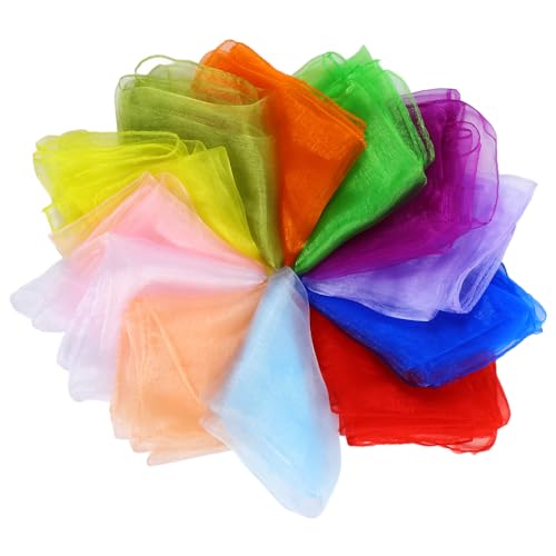 Chiffontücher 12 Stück Große Jongliertücher, Bunte Seidentücher Baby Sensorische Tücher für Jonglierspiele, Tanz, Festivals und Partyaktivitäten (60 x 60 cm) von Tweruna