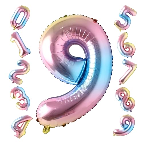 Luftballon 9. Geburtstag Mädchen - Folienballon Regenbogen Helium Ballons - Geburtstagsdeko 9 Jahre Luftballon 9. Geburtstag Mädchen - Folienballon Regenbogen Helium Ballons - Geburtstagsdeko 9 Jahre von Twidels