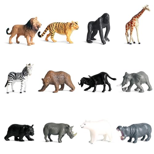 12 stücke Vinyl Kunststoff Tierfiguren Set, Safari Tiere Tierfiguren, Tierfiguren Sammlung,für die Erziehung von Kindern über Wilde Tiere von Twinice
