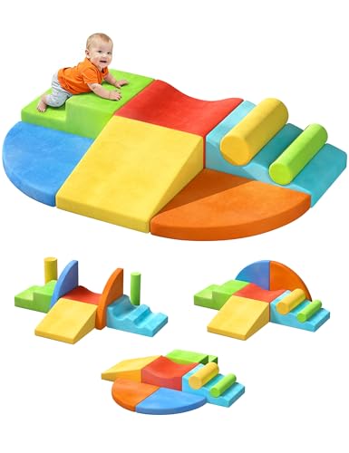 Twinkoo Extra großes 8-teiliges weiches Kletterspielzeug für Kleinkinder, Schaumstoff-Kletterblock-Set mit Jumbo-Größe, fördert Motorik und Farbkoordination, sicheres Indoor-Spielzeug für die von Twinkoo