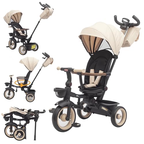 Twinly - Evolutionäres Dreirad für Babys, Sami, faltbar, mit drehbarem Sitz, um 360 Grad drehbar, 2 Jahre – Kinderwagen, Lauflernspielzeug, 1-5 Jahre oder 25 kg – Licht, ausziehbares Verdeck (Beige) Twinly - Evolutionäres Dreirad für Babys, Sami, faltbar, mit drehbarem Sitz, um 360 Grad drehbar, 2 Jahre – Kinderwagen, Lauflernspielzeug, 1-5 Jahre oder 25 kg – Licht, ausziehbares Verdeck (Beige) von Twinly