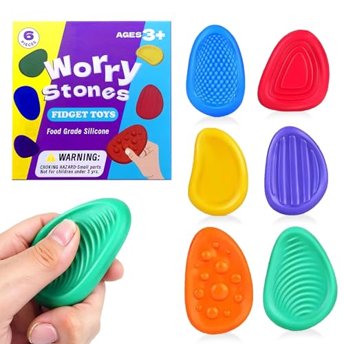 Fidget Toys, Sensory Stones,6 Stück Anti Stress Spielzeug, Beruhigende Fidget Toy Für Kinder und Erwachsene, Sensorisches ADHS Spielzeug Zur Entspannung und Angstbewältigung (Fidget Toys) von Twinsun