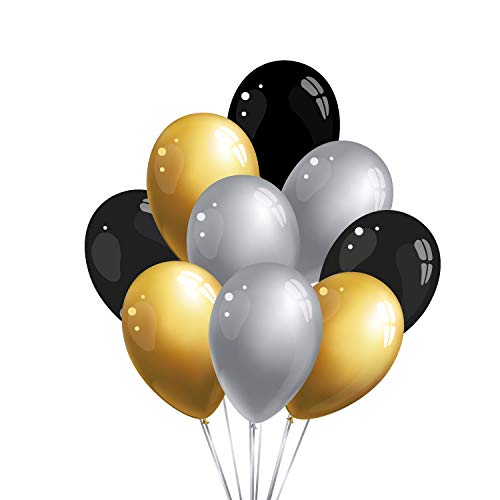 30 Luftballons, je 10 Stück pro Farbe - in verschiedenen Farben - 100% Naturlatex & 100% biologisch abbaubar - twist4 (gold/silber/schwarz) von Twist4