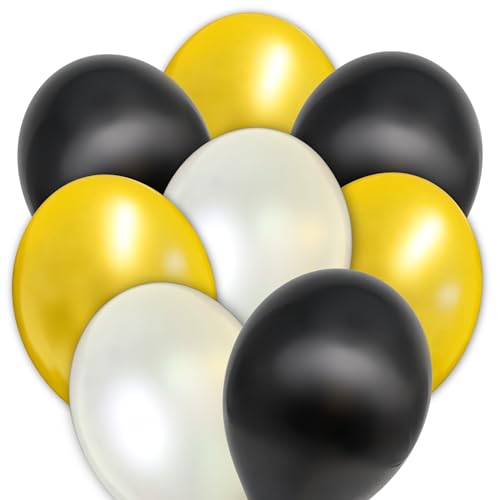 Premium Luftballons in Schwarz Gold Silber - Made in DE - 100% Naturlatex & 100% biologisch abbaubar – 30 Stück - Geburtstag Party Karneval - für Helium geeignet - twist4® von Twist4