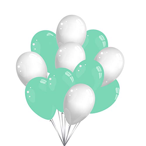Premium Luftballons in Mintgrün Weiß - Made in DE - 100% Naturlatex & 100% biologisch abbaubar - 50 Stück - Geburtstag Party Karneval - für Helium geeignet - twist4® von Twist4