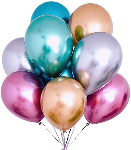 Twist4 Luftballons Metallic, XL - 40-45cm, Luftballons Bunt - 100% Naturlatex - schadstoffrei - Made in DE - in 6 Metallicfarben, Metallic Balloons für Deko Geburtstag Hochzeit (24 Stück, Bunt) von Twist4