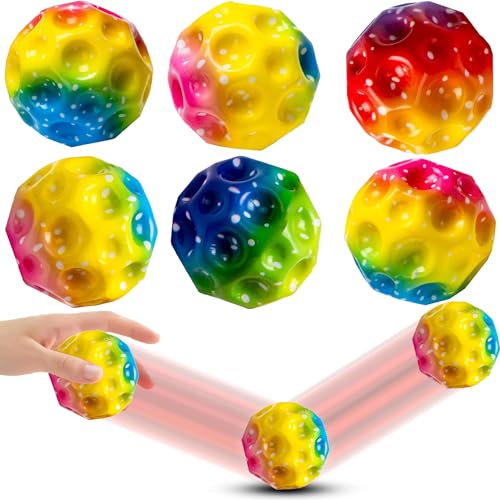 6 Stück Astro Jump Ball, Space Moon Ball, Super High Bouncing Lightweight Springen Ball Planeten Hüpfbälle, Mini Bouncy Balls for Kids Party Gift - Interaktives Spielzeug zum (Sternenhimmelfarbe) von Txeouse