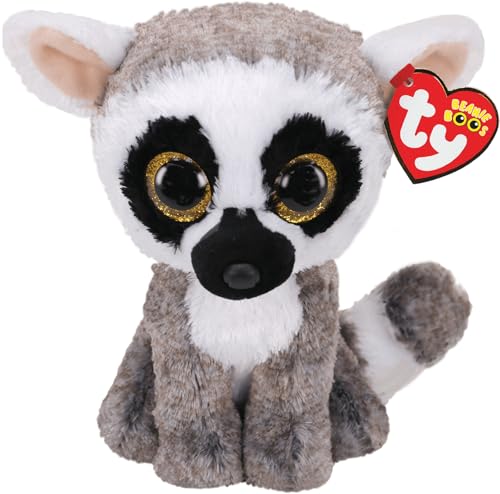 TY Linus Lemur Beanie Boos 15CM – Weiches Plüschtier für Kinder – Kuschelig, Sammlerstück, Stofftier – Plüschtiere für Jungen und Mädchen von TY