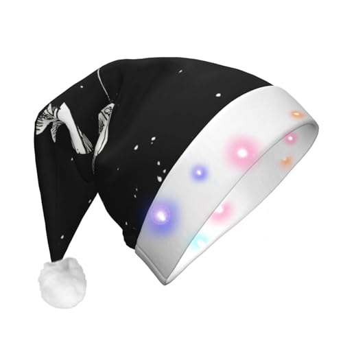 TyEdee Astronauten-Galaxie-Druck, Weihnachtsmann-Hut, LED-beleuchteter Hut, Weihnachtsmütze für Erwachsene, Weihnachtsparty-Hut, geeignet für Neujahrspartys von TyEdee