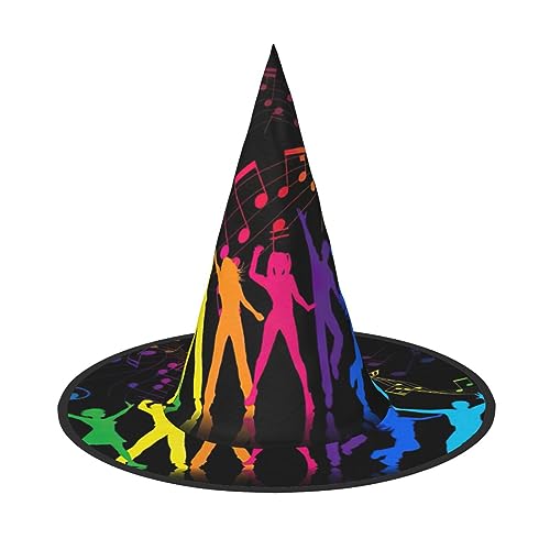 TyEdee Glänzender Halloween-Hexenhut, Zauberer-Kappe für Männer und Frauen, für Halloween, Cosplay, Party, Dekoration, Tanz mit Musik von TyEdee