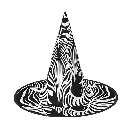 TyEdee Gruseliger Halloween-Hexenhut, magische Kappe, Halloween-Dekoration, Cosplay, Kostümzubehör, abstraktes Tier-Zebras von TyEdee