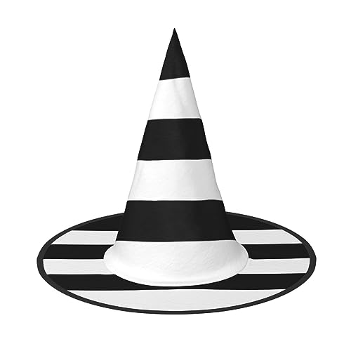 TyEdee Gruseliger Halloween-Hexenhut, magische Kappe, für Halloween-Dekoration, Cosplay, Kostümzubehör, Streifen schwarz weiß von TyEdee