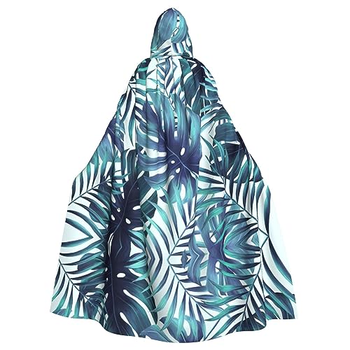 TyEdee Kapuzenumhang mit tropischem Palmblatt-Druck, für Erwachsene, Karnevals-Umhang, Halloween-Hexenkostüm für Damen und Herren, Cosplay-Kostüme von TyEdee