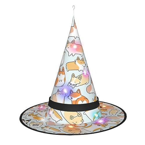 TyEdee LED-beleuchteter leuchtender Hexenhut, Zauberer-Hexenkappe, Halloween-Dekor-Hut, für Party-Dekor-Hund 1 von TyEdee