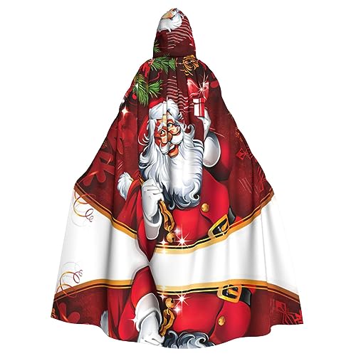 TyEdee Weihnachtsmann-Weihnachtsgeschenk, bedruckter Kapuzenumhang für Erwachsene, Karnevals-Umhang, Halloween-Hexenkostüm für Männer und Frauen, Cosplay-Kostüme von TyEdee
