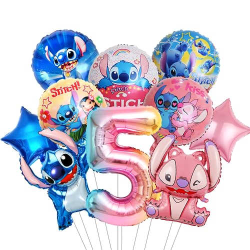 Kindergeburtstag Deko Luftballons 5 Jahre, Blau und Rosa Ballons Geburtstags 5 Jahre, Themed Party Supplies Folienballon für Junge Mädchen zum 5. Geburtstag Party Deko von Tydeus