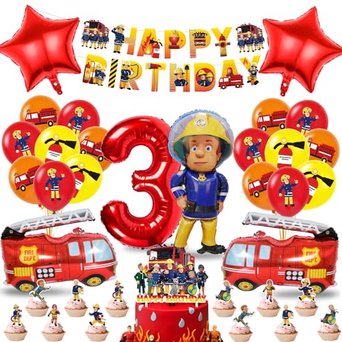 Feuerwehr Geburtstag Deko 3 Jahre Jungen, Feuerwehrmann Luftballons, Tortendeko Feuerwehr, Feuerwehr Folienballon, Geburtstagsdeko für 3 Jahre kindergeburtstag Party Dekoration Feuerwehr Geburtstag Deko 3 Jahre Jungen, Feuerwehrmann Luftballons, Tortendeko Feuerwehr, Feuerwehr Folienballon, Geburtstagsdeko für 3 Jahre kindergeburtstag Party Dekoration von Tydeus