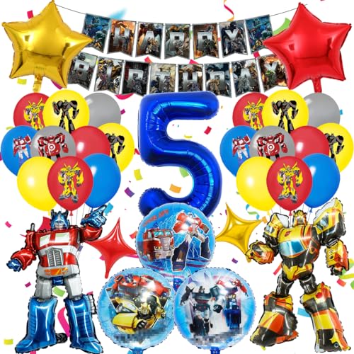 Luftballon 5. Geburtstag Junge, Geburtstagsdeko 5 Jahre Party Supplies Ballons, 3D Folienballon Kindergeburtstag Deko, Luftballons Girlanden Banner Set für Kinder Geburtstag Party Dekoration von Tydeus
