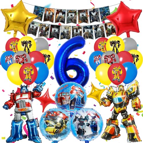 Luftballon 6. Geburtstag Junge, Geburtstagsdeko 6 Jahre Party Supplies Ballons, 3D Folienballon Kindergeburtstag Deko, Luftballons Girlanden Banner Set für Kinder Geburtstag Party Dekoration von Tydeus